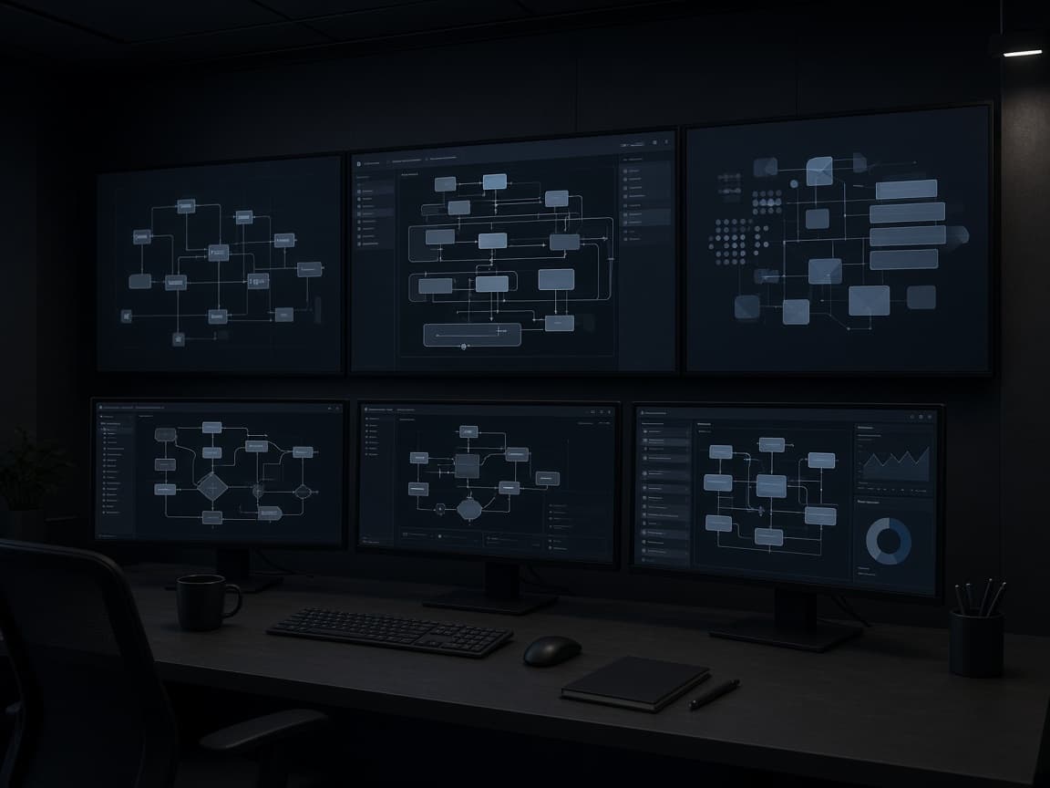 Operations room with systems monitors